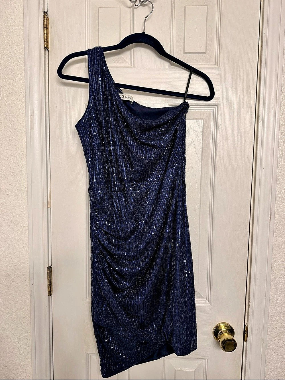 Grace Karin Women's One Shoulder Sequin Cocktail Dress Blue Medium